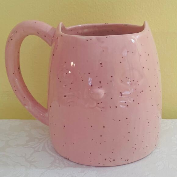 Pink Speckled Kitten Kitty Cat Molded Face Coffee Mug, Tea Cup, Mugs, Coffee Cup - Picture 7 of 9